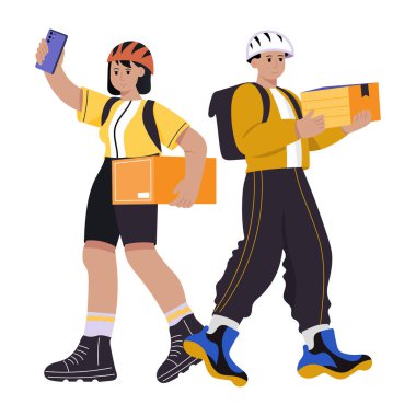 Düz stil illüstrasyonu, gönüllü bir ekibin sosyal hizmet yaptığını gösteriyor.