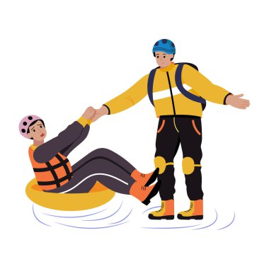 Düz stil çizimi bir acil durum kurtarma servisi gösteriyor 