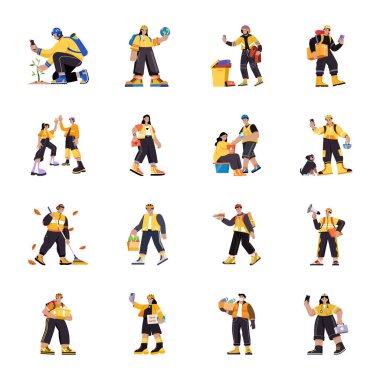 Gönüllü İşçi Düz Şekil Resimlerinin Koleksiyonu 