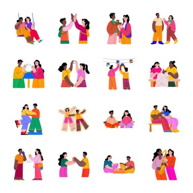 Arkadaşlık Düz Biçim Resimleri Seti 