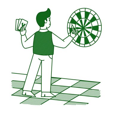 Bir dart oyuncusunu gösteren karalama biçimi çizimi 