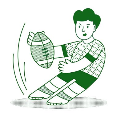 Bir ragbi oyuncusunu gösteren Sketchy biçimi çizimi