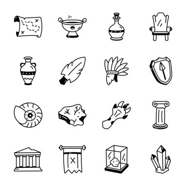 Müze Doodle Biçimi Simgeleri Koleksiyonu 