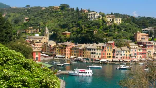 Portofino picturesque ligurian furful town - Genoa - Italy — стоковое видео