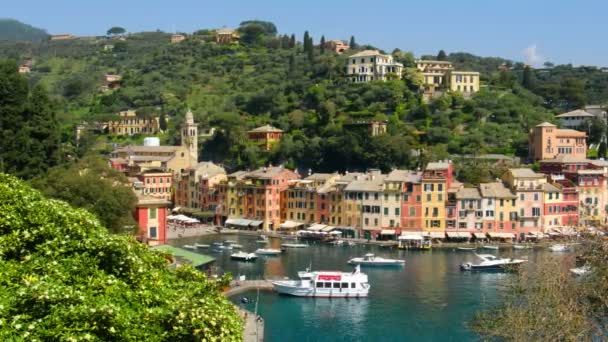 Portofino picturesque ligurian furful town - Genoa - Italy — стоковое видео