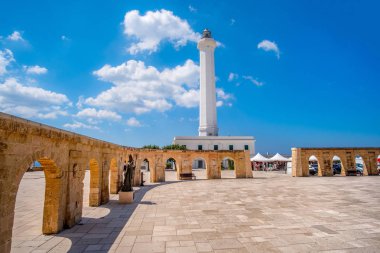 Santa Maria di Leuca beyaz deniz feneri - Lecce -: Salento Apulia - İtalya