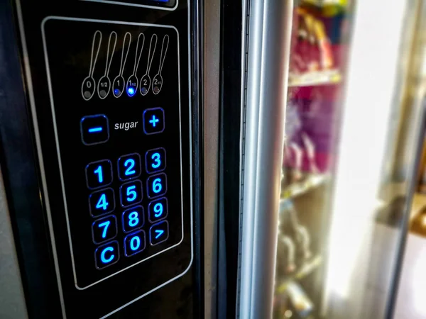 Klawiatura automat z jedzeniem i piciem rogu — Zdjęcie stockowe