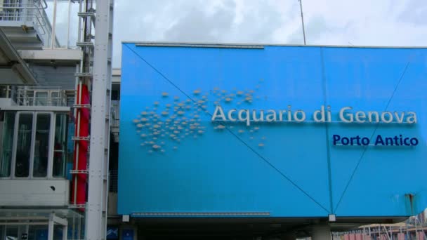 Cenova Acquarium simgesel yapısının Liguria - Acquario di Genova-İtalyanca tatil — Stok video