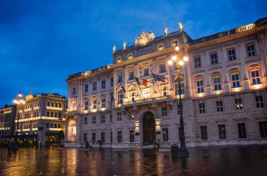 Trieste - Italy - Palazzo della Regione in Piazza Unita dItalia square at night