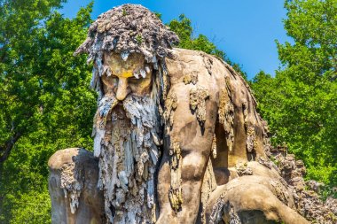 bearded man statue colossus of Appennino giant statue public gardens of Demidoff Florence Italy close up clipart