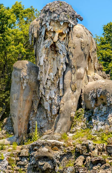 strong old bearded man statue colossus giant public gardens of Demidoff Florence Italy vertical