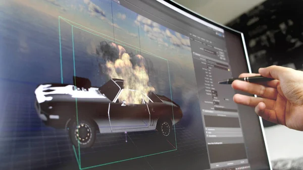Vad tervez szoftver-ból odaad-val toll megmagyaráz hogyan viselkedni tervez autó minta részére videogame-ra képernyő — Stock Fotó