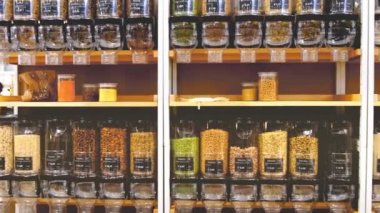 Toplu gıda mağazası konteynerleri raflar sürdürülebilir sıfır atık eko dostu market