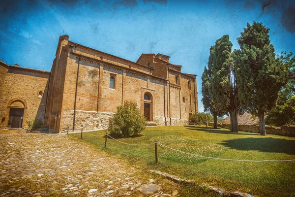 Iglesia en italia efecto placa fotográfica - Monteveglio - Bolonia — Foto de Stock