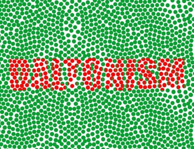 vector illustration of a red inscription on a green background. daltonism clipart
