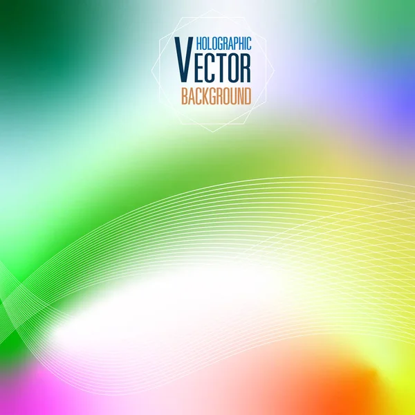 Holographique Abstrait Chevauchement Courbe Ligne Illustration Vectorielle Colorée Fond — Image vectorielle