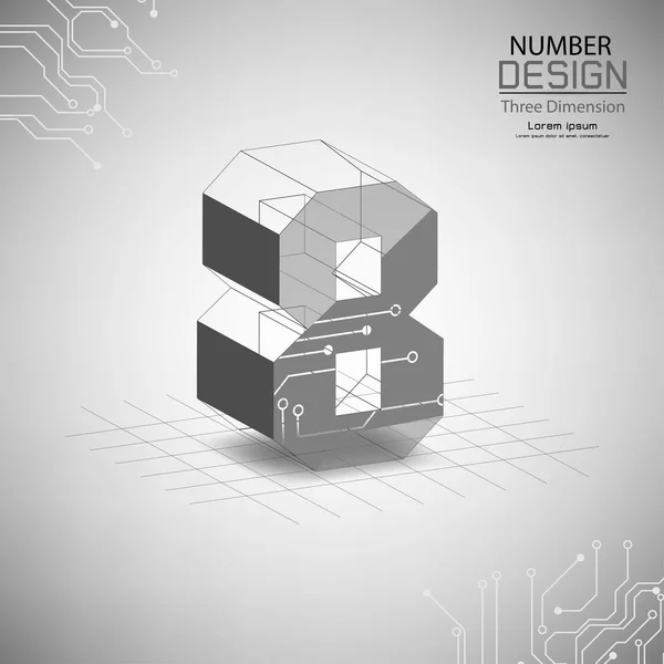 Abstrakte Zahl Acht Dreidimensionale Oberfläche Vorlage Vektorillustration — Stockvektor