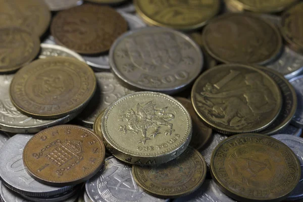 Монеты Разных Стран Мира Английский Фунт — стоковое фото