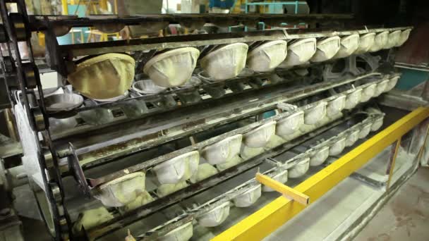 Industrial Oven Baking Bread — Stock Video