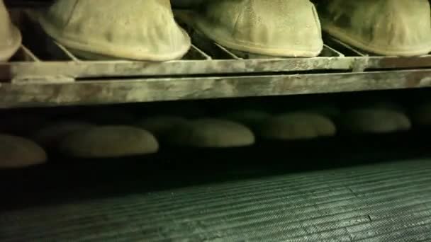 Forno Industriale Cottura Del Pane Processo Cottura Del Pane Vicino — Video Stock