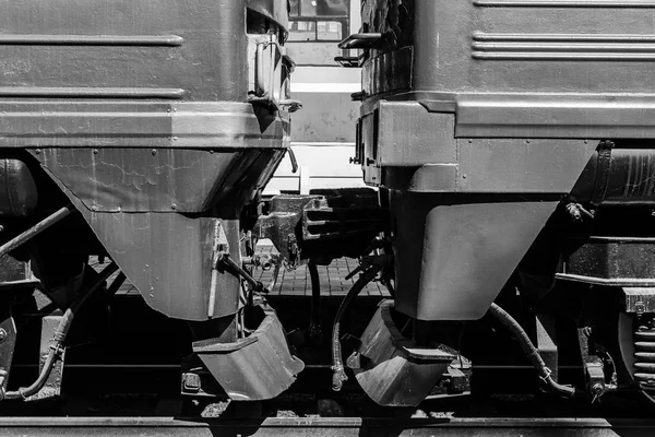 Meeting Two Trains Rigid Coupling Museum Railway Engineering — Stock Photo, Image
