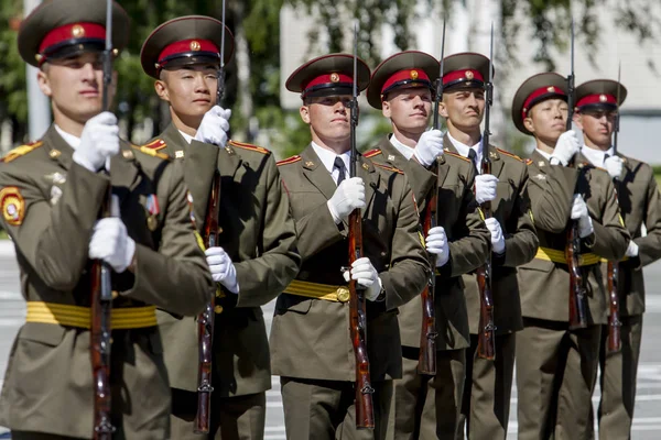 Kota Novosibirsk Rusia Juli 2018 Parade Militer Meriah Institut Militer — Stok Foto