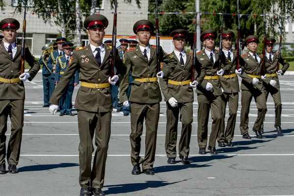 Kota Novosibirsk Rusia Juli 2018 Parade Militer Meriah Institut Militer — Stok Foto
