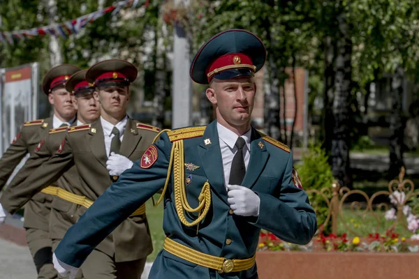 Stad Van Novosibirsk Rusland Juli 2018 Een Feestelijke Militaire Parade — Stockfoto