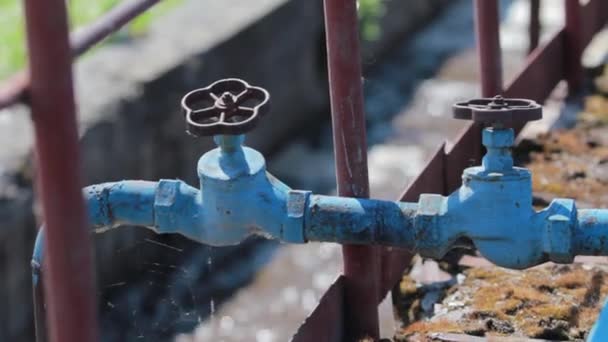 在水处理厂供应清洁水的起重机 — 图库视频影像