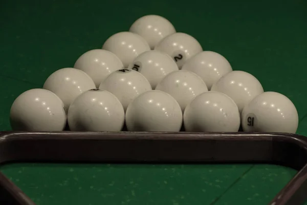 Conjunto Bolas Para Jogar Bilhar Russo Bolas Cima Mesa — Fotografia de Stock