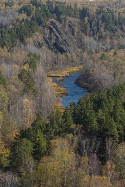 Reise Nach Sibirien Quelle Des Flusses Liegeplatz Blick Von Oben — Stockfoto