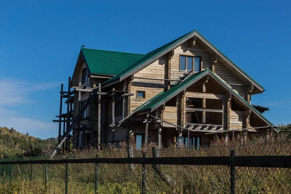 Construção Casas Aldeia Russa Grande Casa Para Uma Grande Família — Fotografia de Stock