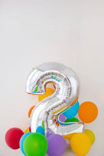 Number 2 two of color balloon on light background — Stock Photo, Image