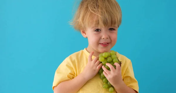 Egészséges étkezési koncepció a gyermeket étkezési szőlő — Stock Fotó