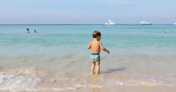 Child goes to sea — Stock Video