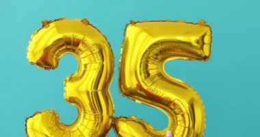 Altın folyo sayısı 35 kutlama balonu mavi