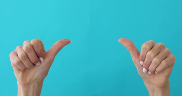 Woman hands pointing on copyspace — Stock Video