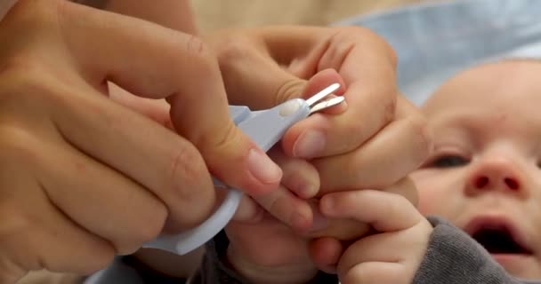 Nail and finger manicure for baby — Stock Video