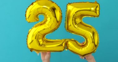 Altın folyo numarası 25 25 kutlama balonu