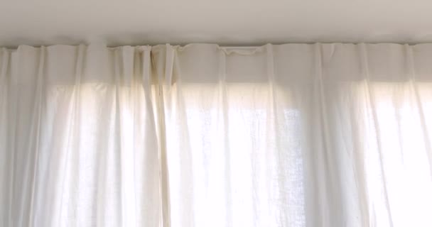 White curtain on window — Stock Video