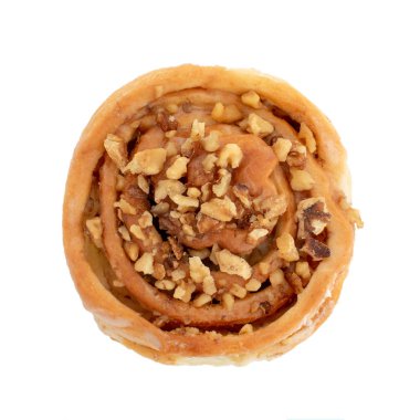 Fındık kırıntıları serpilir yuvarlak topun üst görünümü