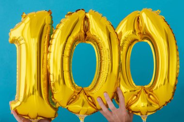 Altın folyo numarası 100 kutlama balonu