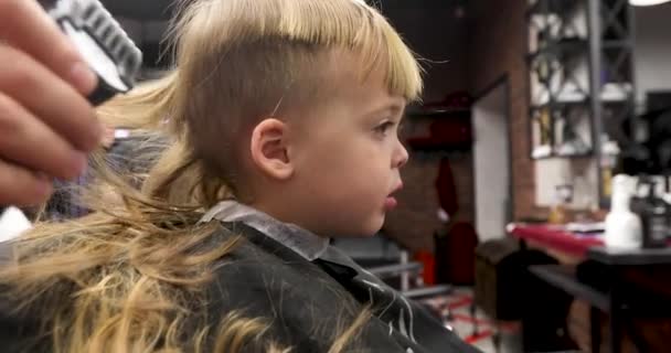 Haarschnitt beim Friseur — Stockvideo