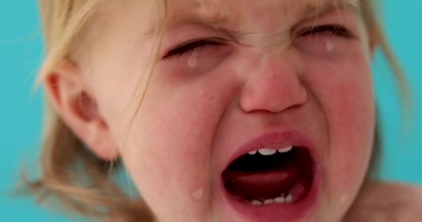 Однорічна дитина плаче крупним планом — стокове відео