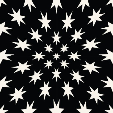 Kesintisiz geometrik vektör yıldız deseni. Retro tasarımı zemin dinamik doku.