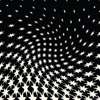 Yıldız ile geometrik yarım ton vektör desen. Kenarlık, tasarım öğesi veya arka plan olarak kullanılabilir.