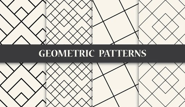 Conjunto de patrón geométrico sin costura en blanco y negro — Archivo Imágenes Vectoriales