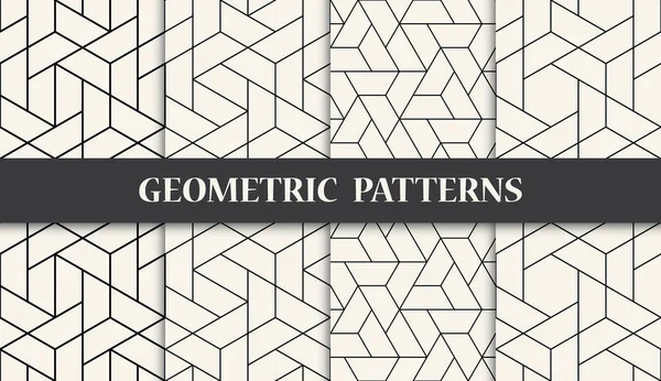 Black and white geometric seamless pattern set — Stock Vector