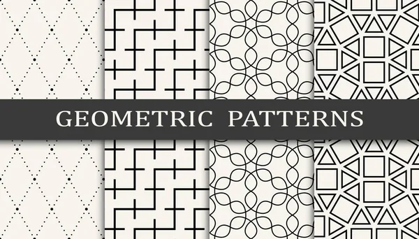 Seamless Geometric Pattern Print Set Fashion Background Pattern Design Vector — Stock Vector