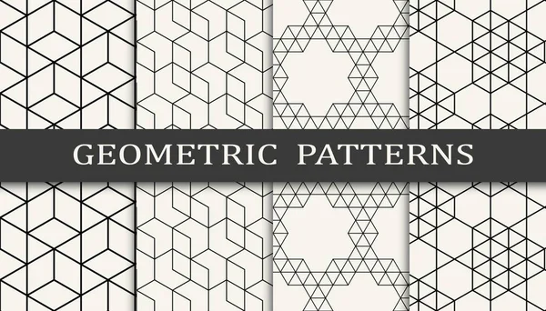 Seamless Geometric Pattern Print Set Fashion Background Pattern Design Vector — Stock Vector